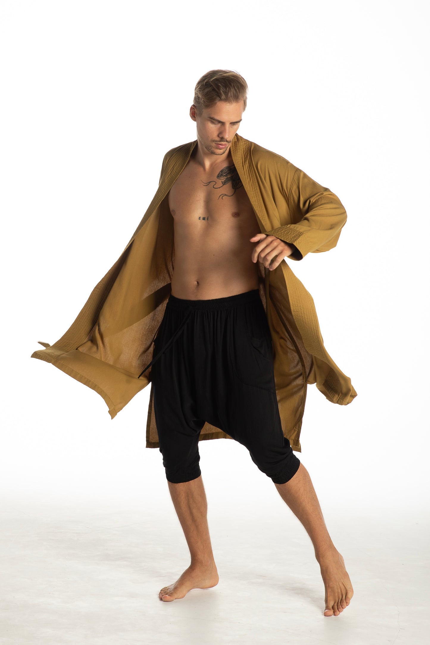 Shambala Mens Kimono Robe Gold