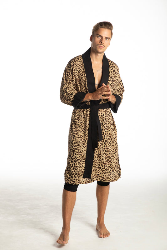 Shambala Mens Kimono Robe Leopard