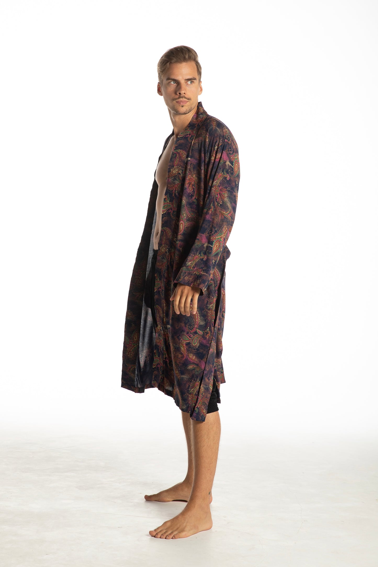 Shambala Mens Kimono Robe Paisley Violet