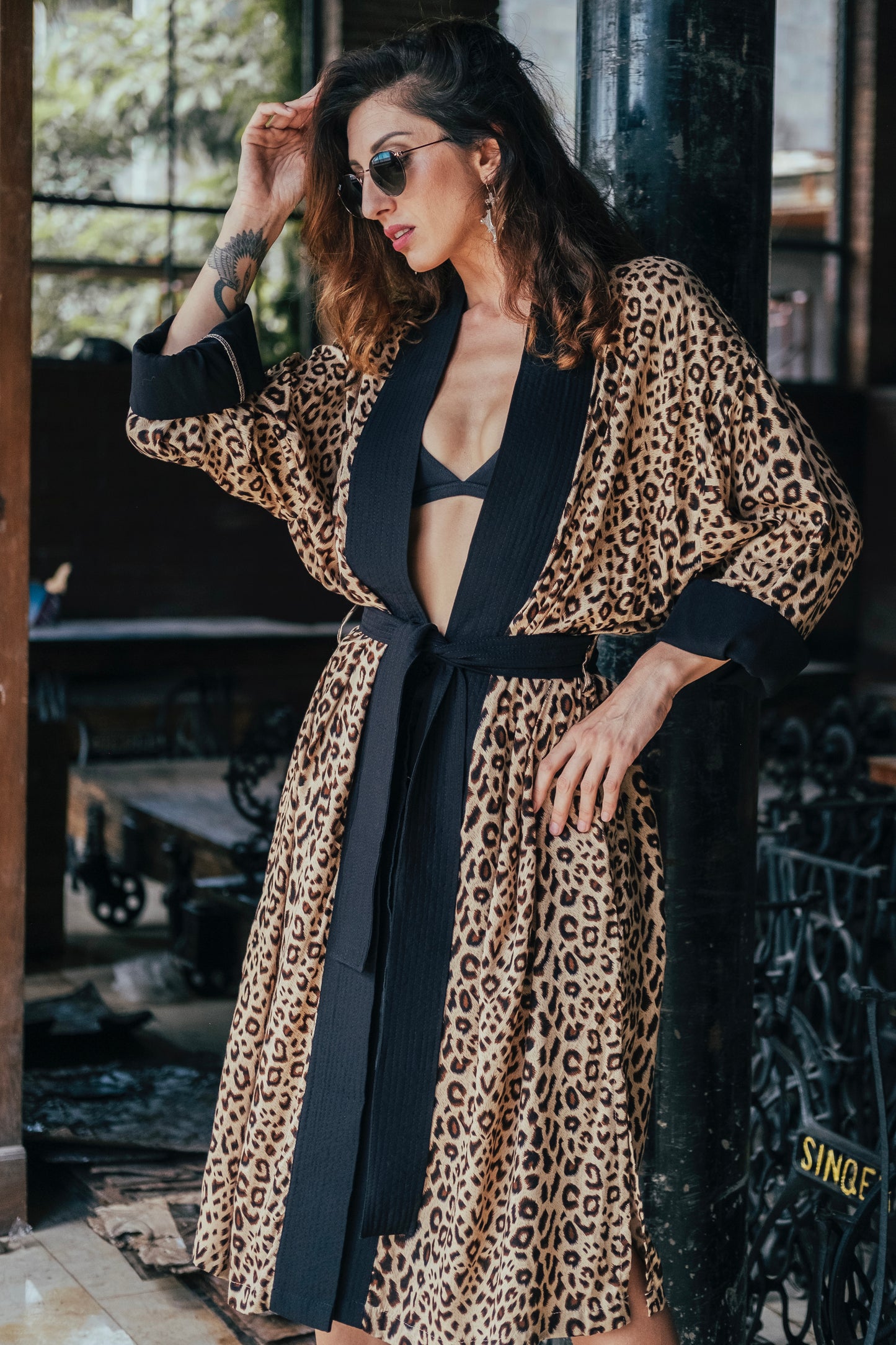 Shambala Woman Kimono Robe Leopard