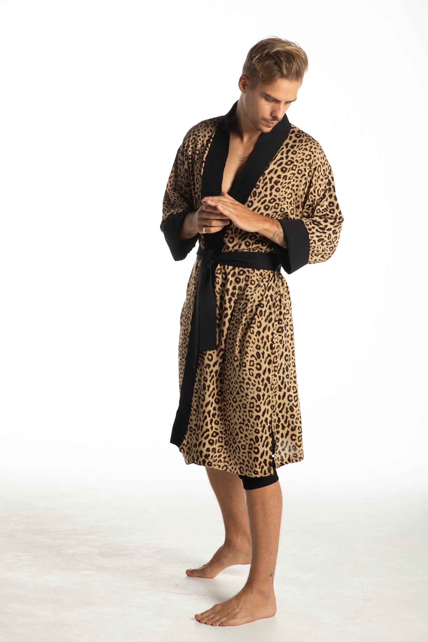 Shambala Mens Kimono Robe Leopard