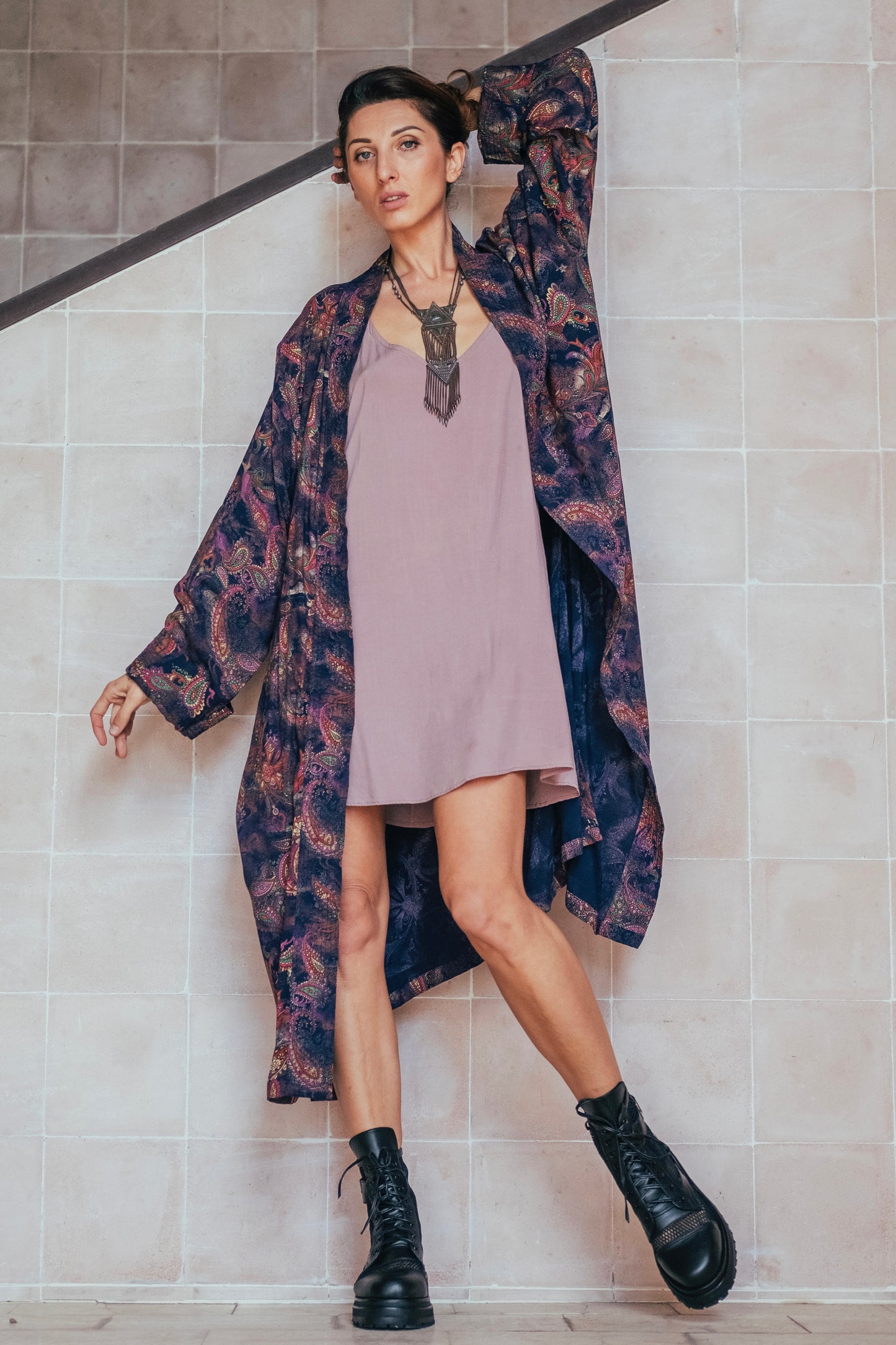 Shambala Woman Kimono Robe Paisley Violet