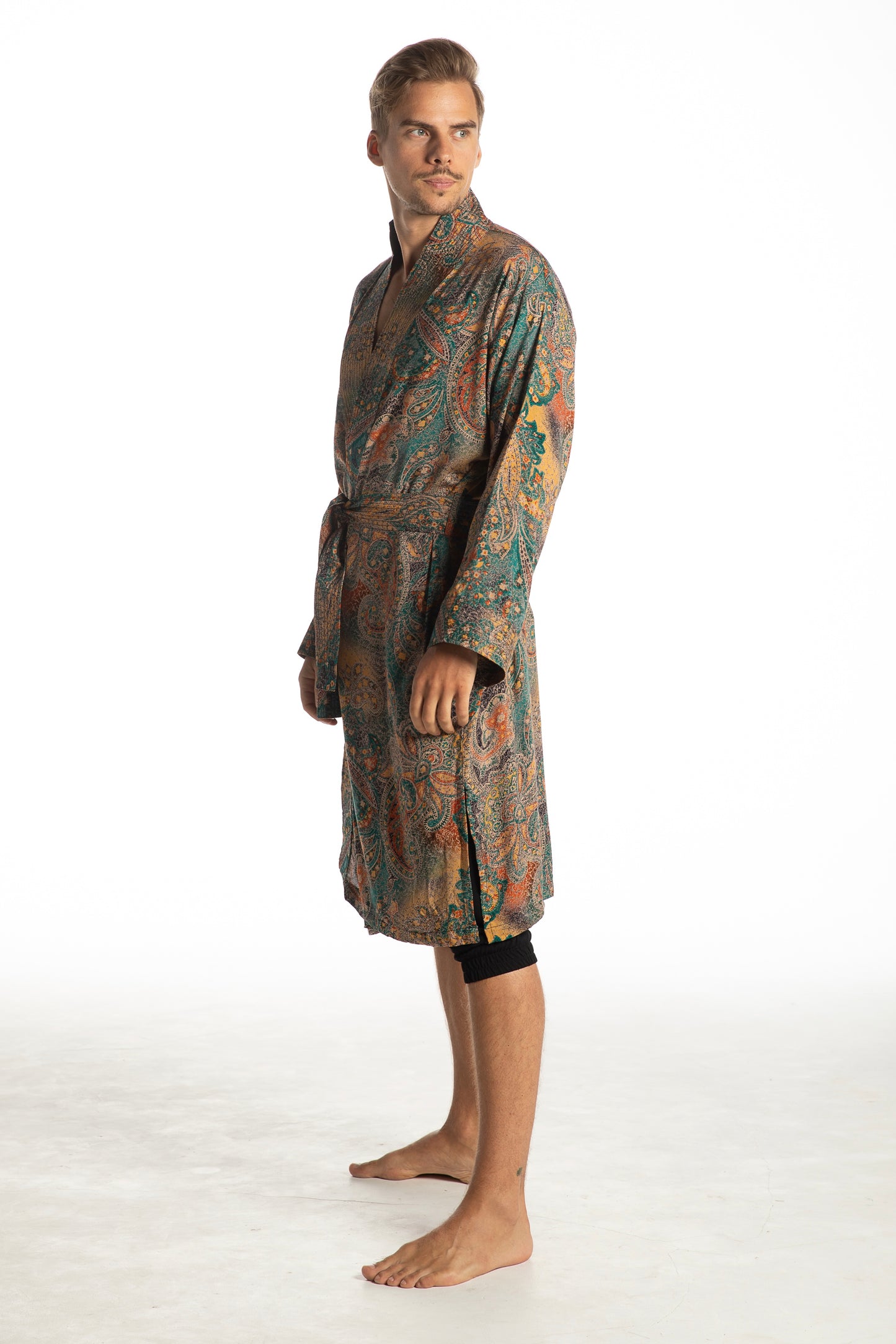 Shambala Mens Kimono Robe Paisley Green