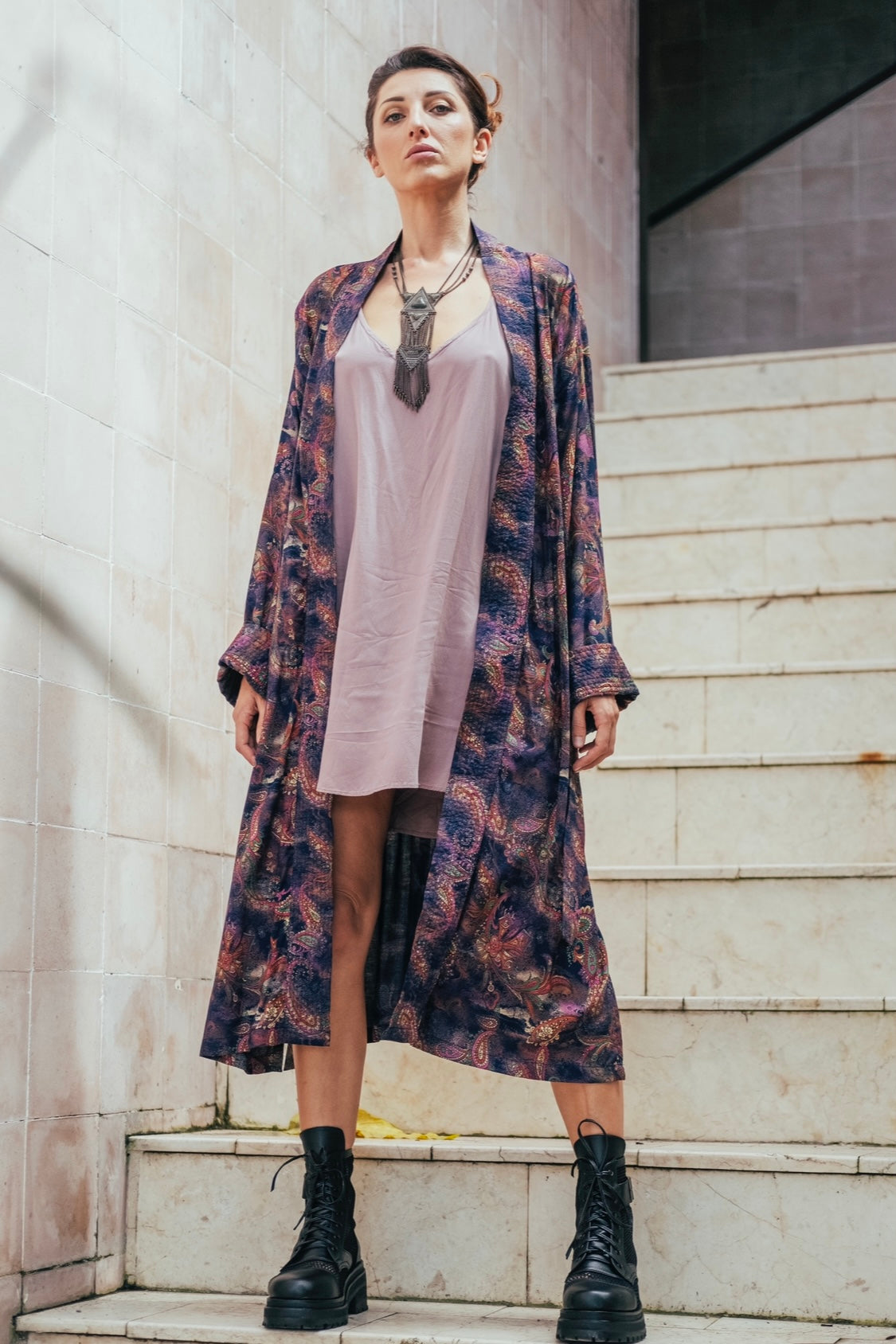 Shambala Woman Kimono Robe Paisley Violet