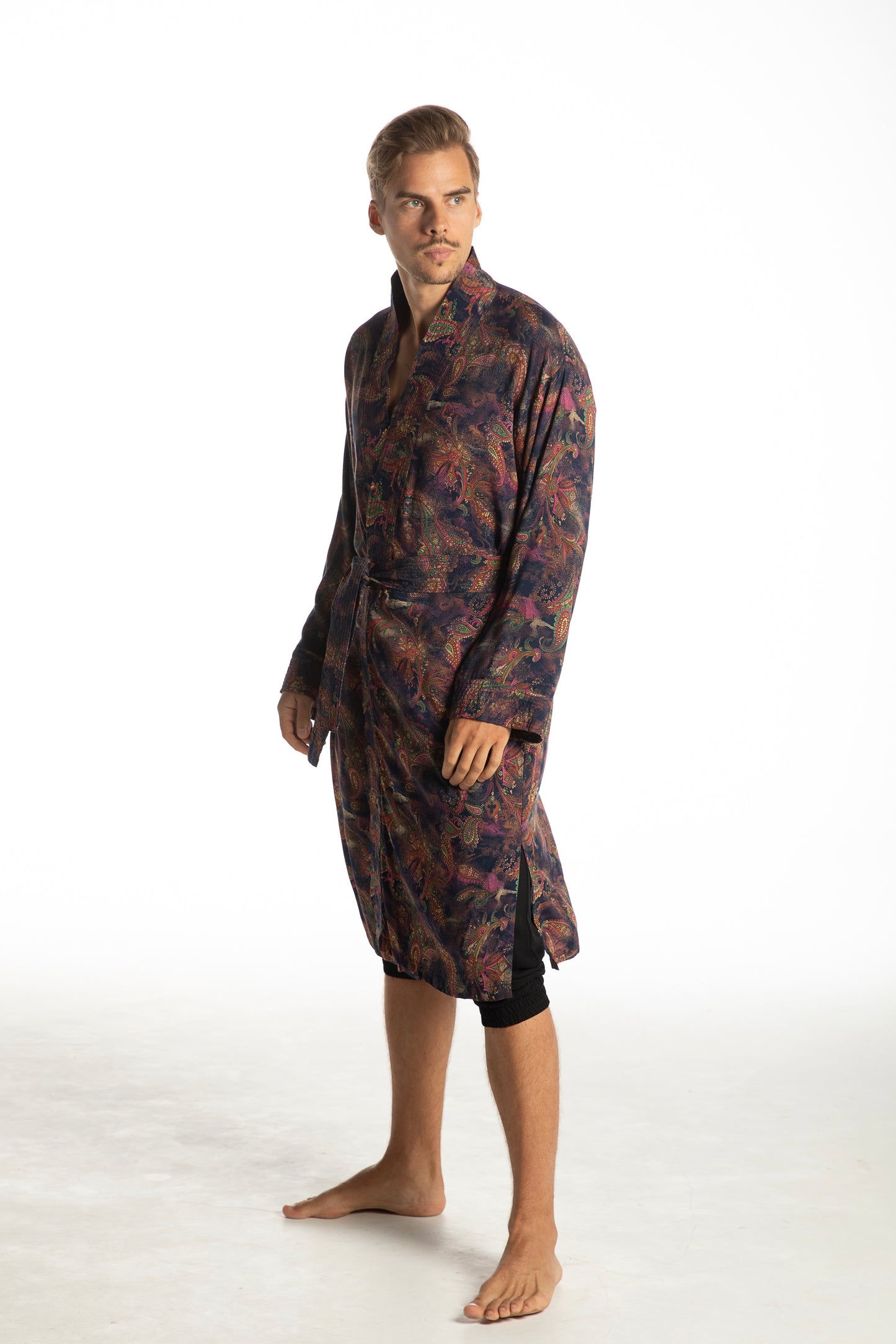 Shambala Mens Kimono Robe Paisley Violet