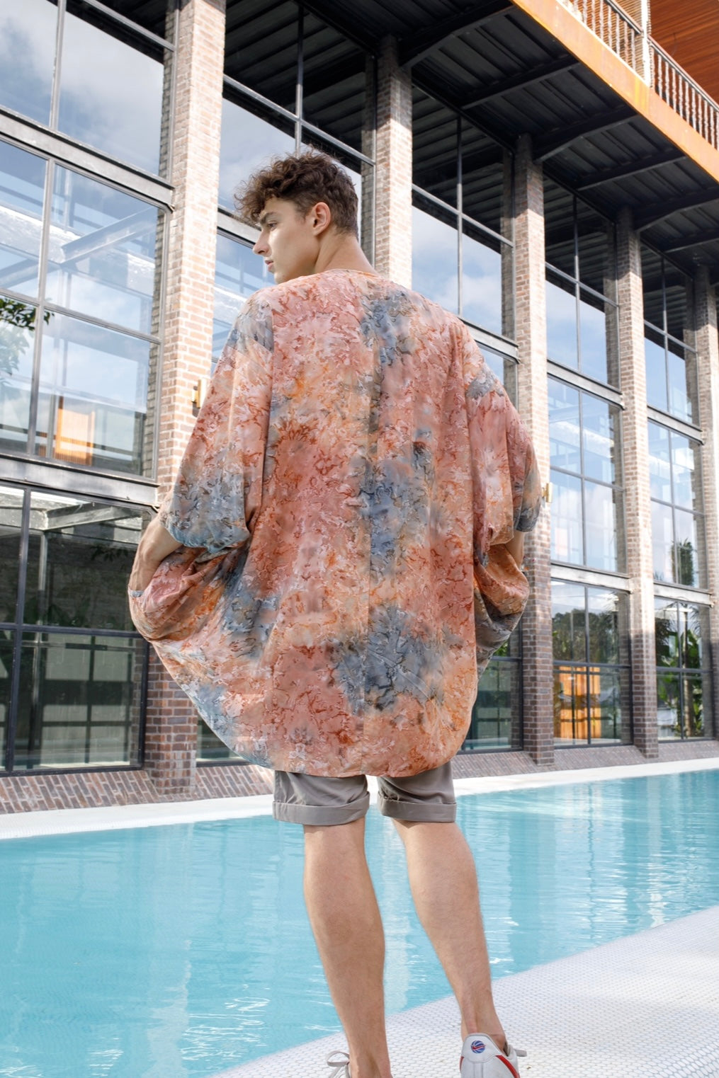 Shambala Mens Kimono Robe Batik Peach