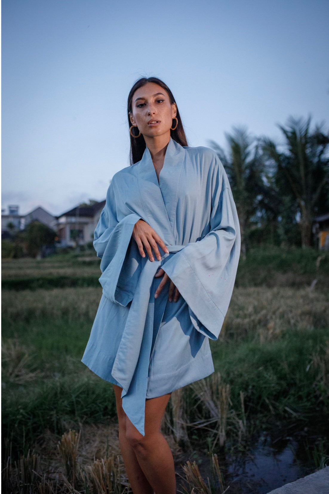 Shambala Woman Kimono Robe Light Blue