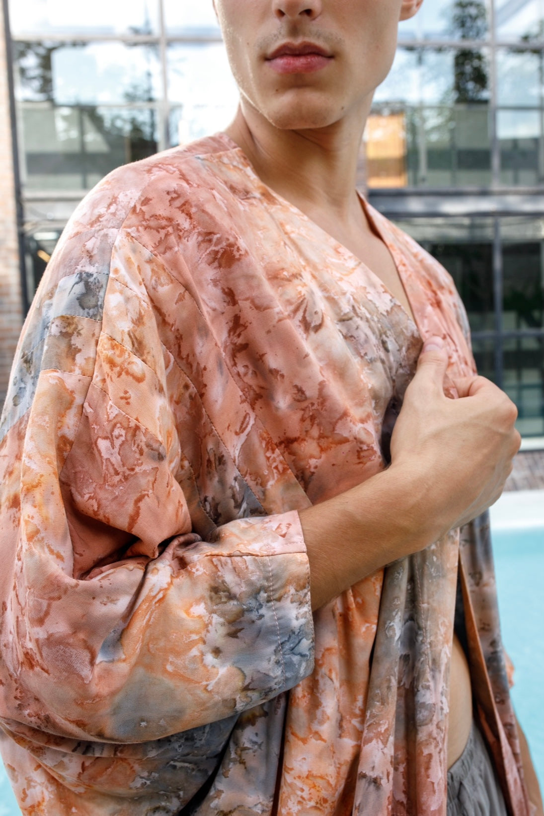 Shambala Mens Kimono Robe Batik Peach