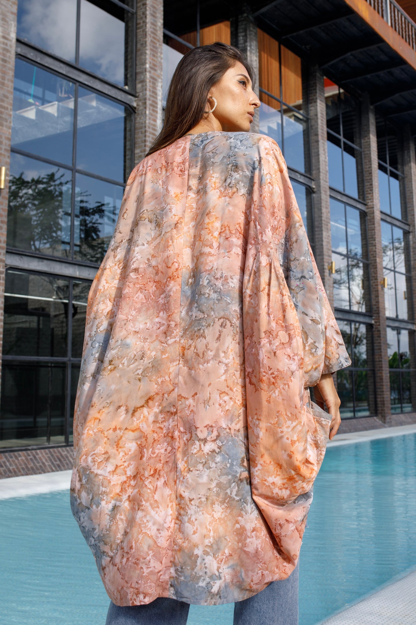 Shambala Woman Kimono Robe Batik Peach