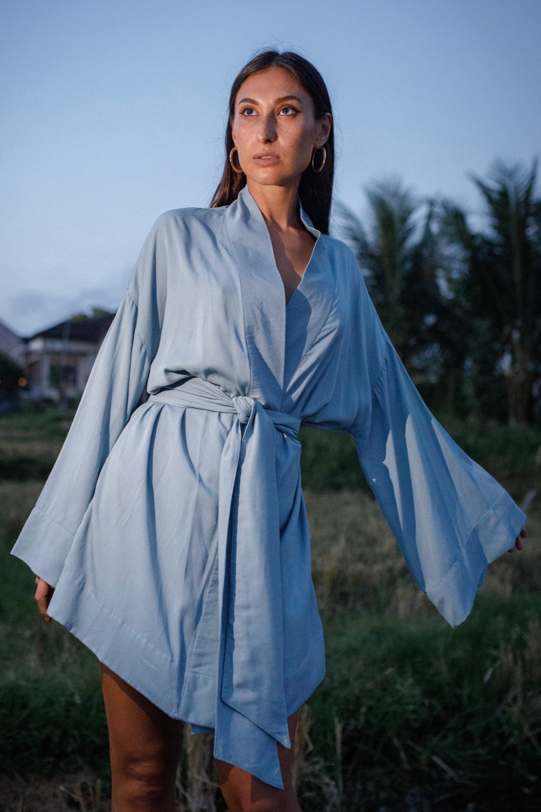 Shambala Woman Kimono Robe Light Blue