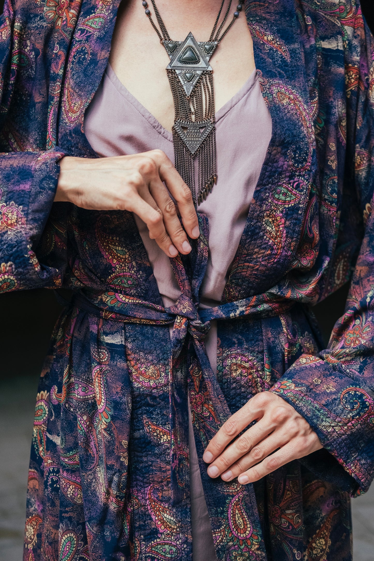 Shambala Woman Kimono Robe Paisley Violet