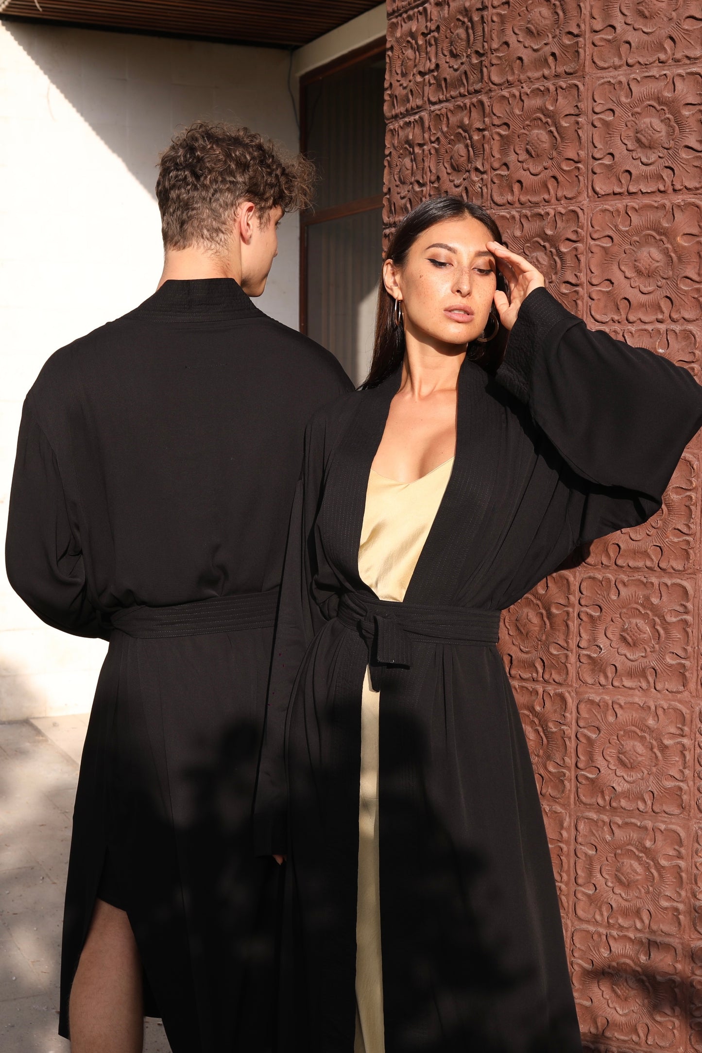 Shambala Long Black Kimono Robe Unisex