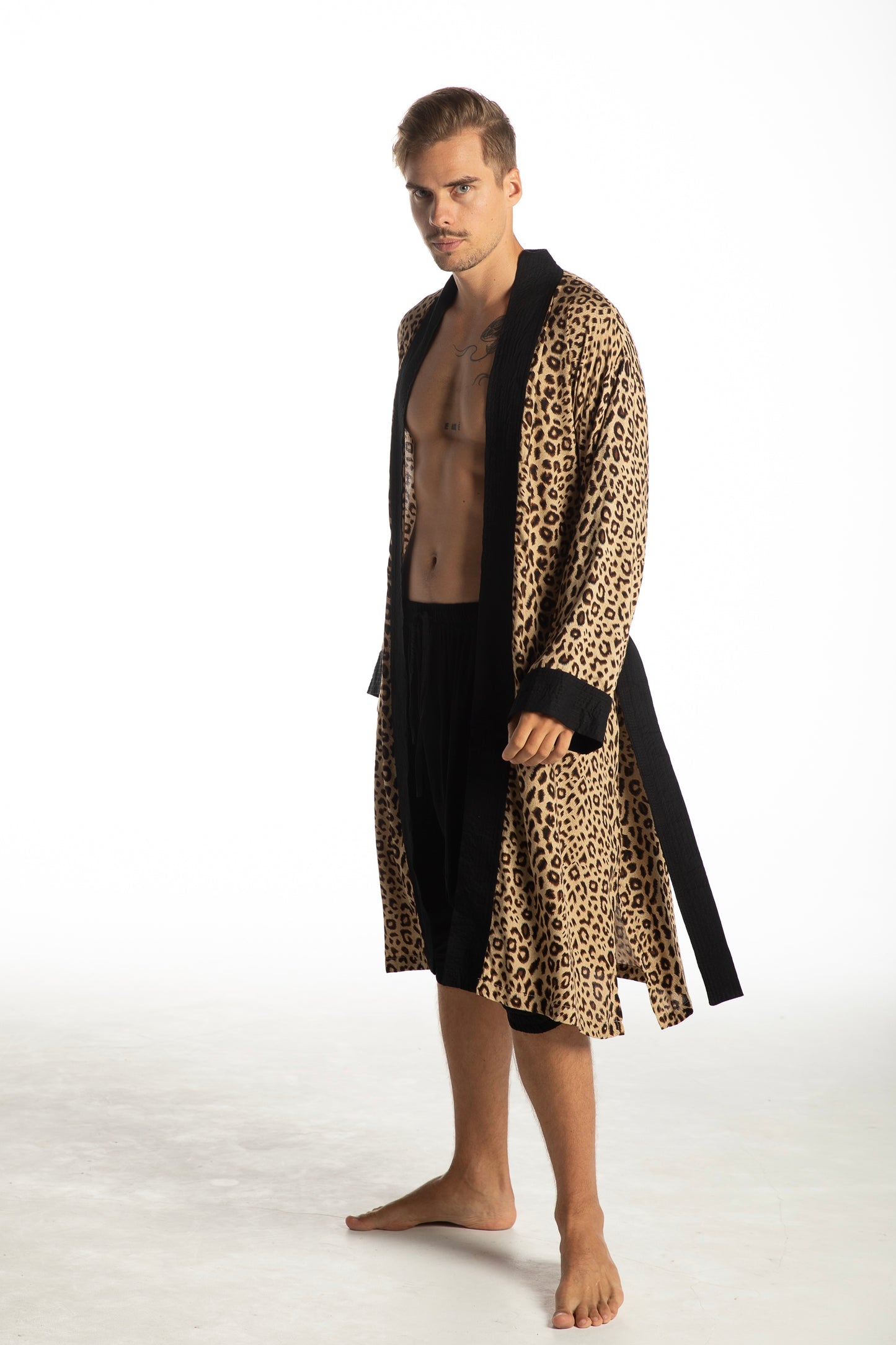 Shambala Mens Kimono Robe Leopard