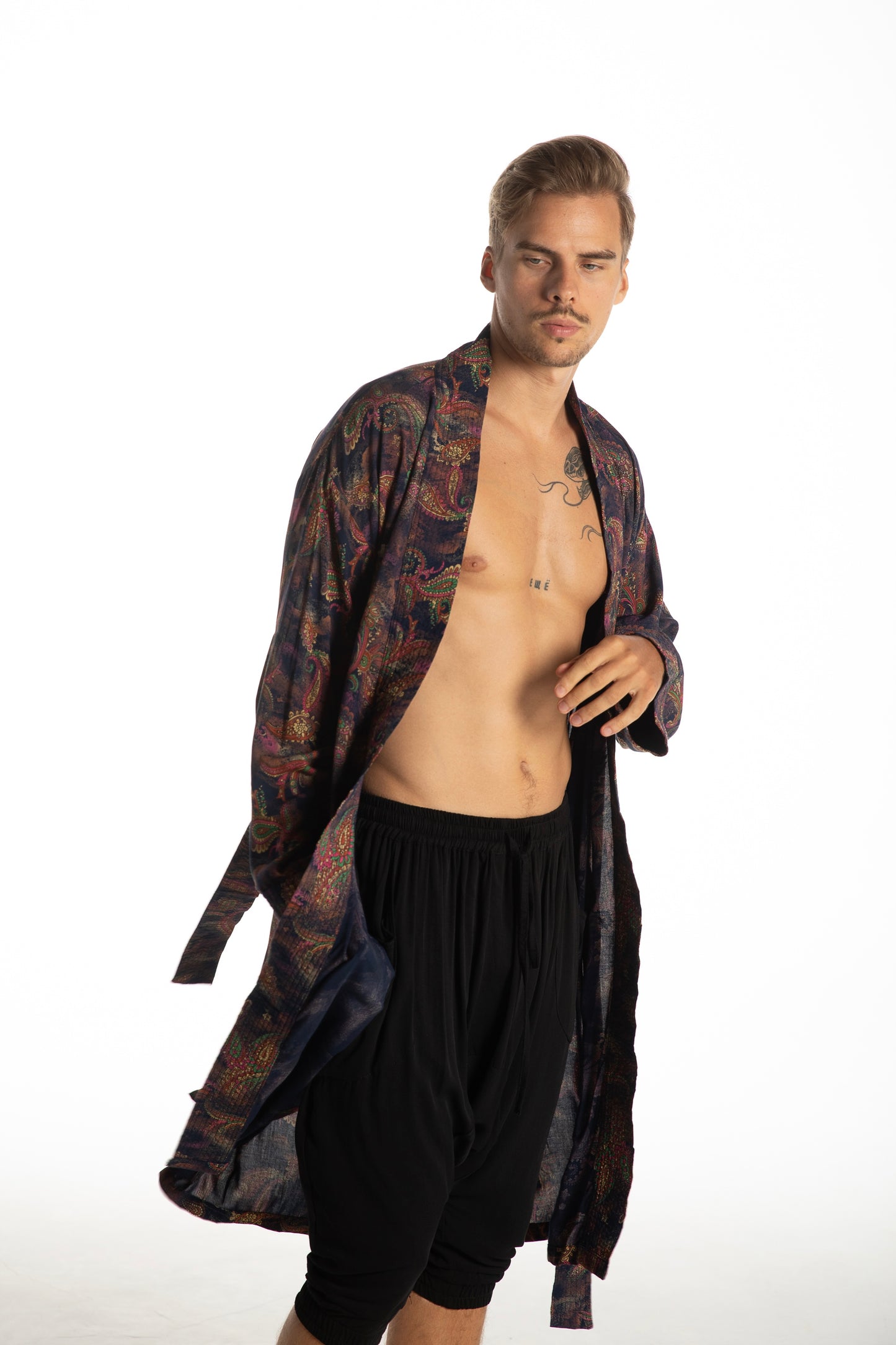 Shambala Mens Kimono Robe Paisley Violet