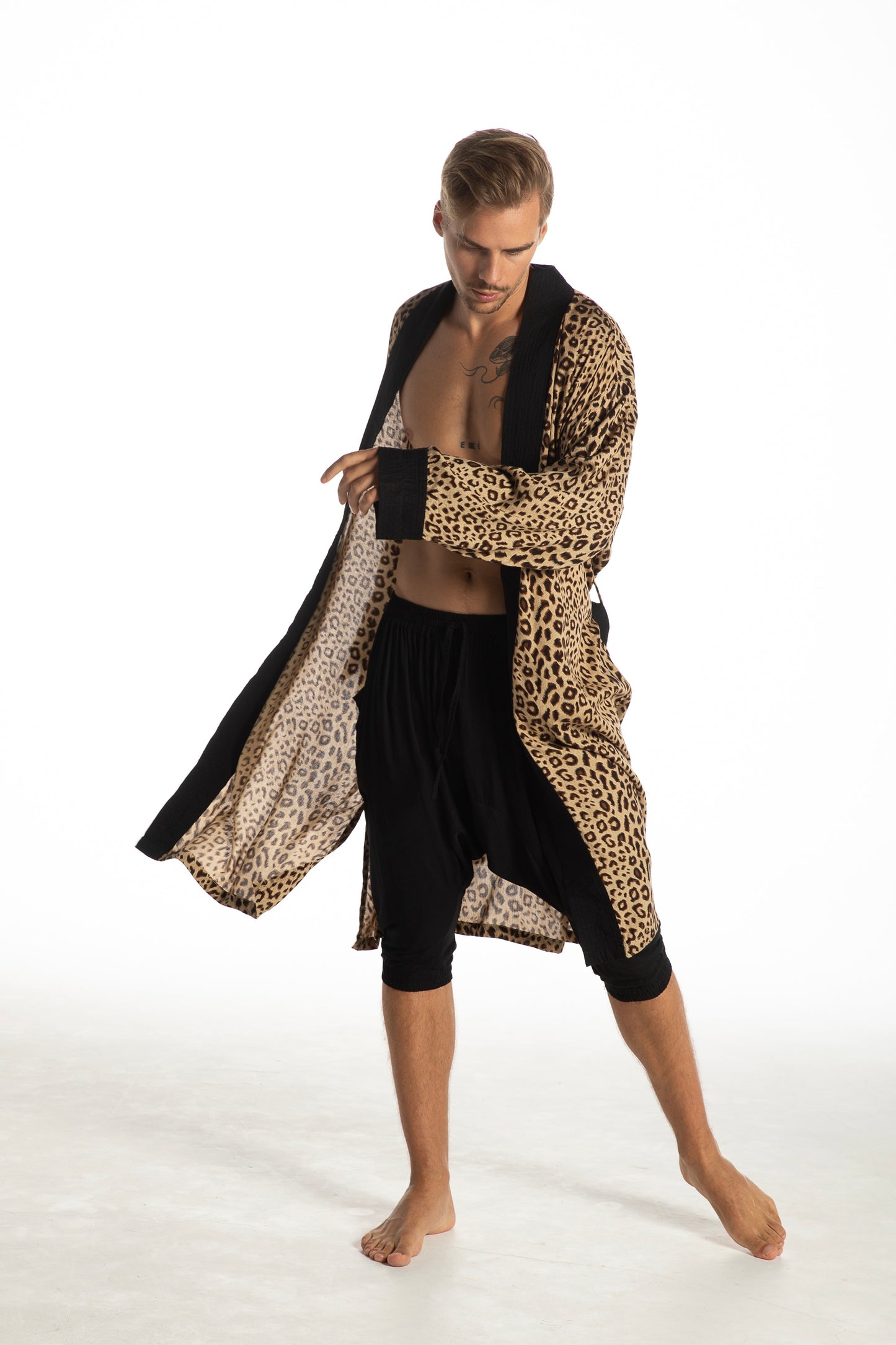 Shambala Mens Kimono Robe Leopard