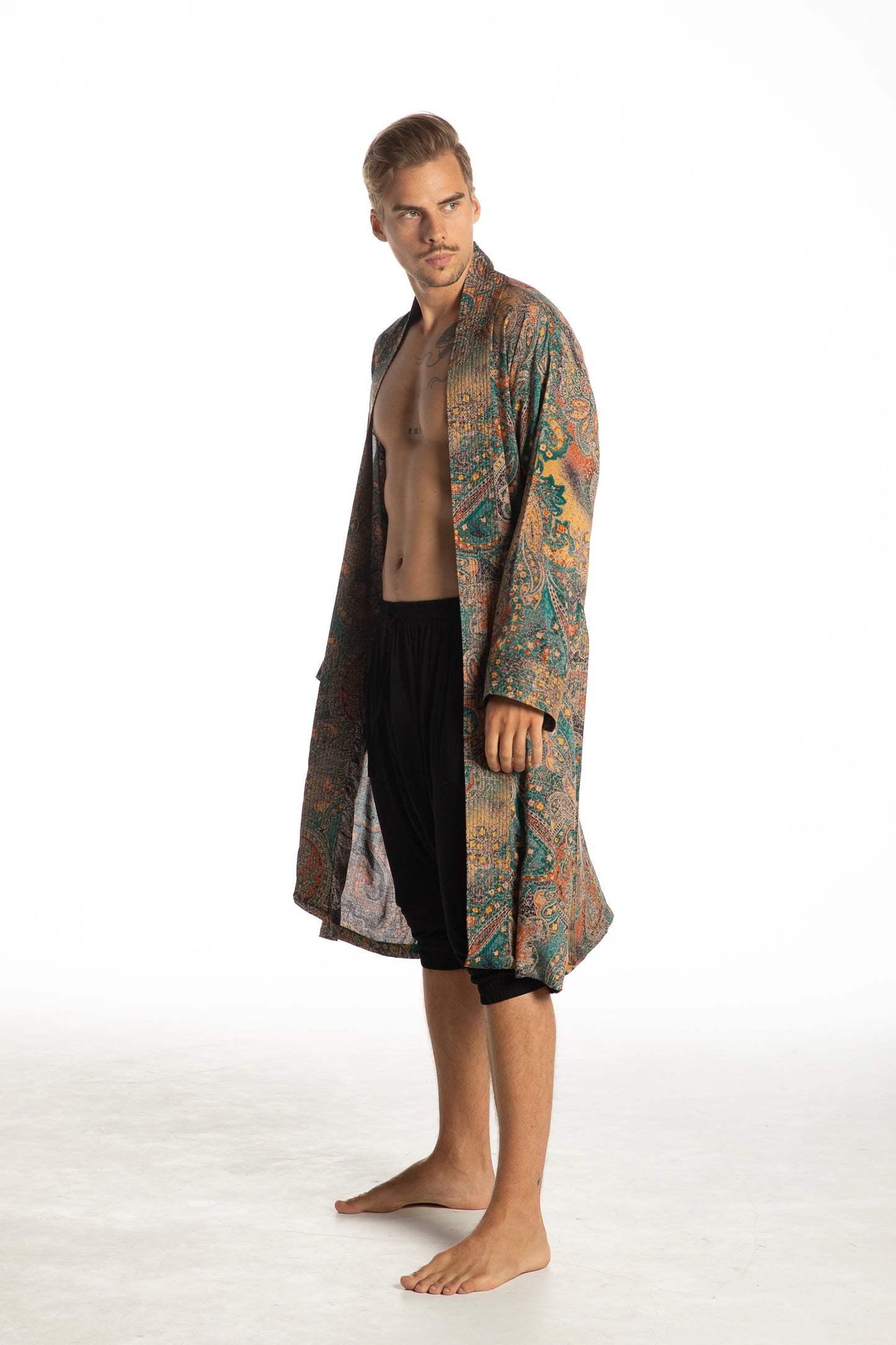 Shambala Mens Kimono Robe Paisley Green