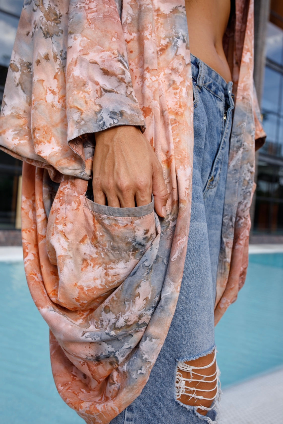 Shambala Woman Kimono Robe Batik Peach